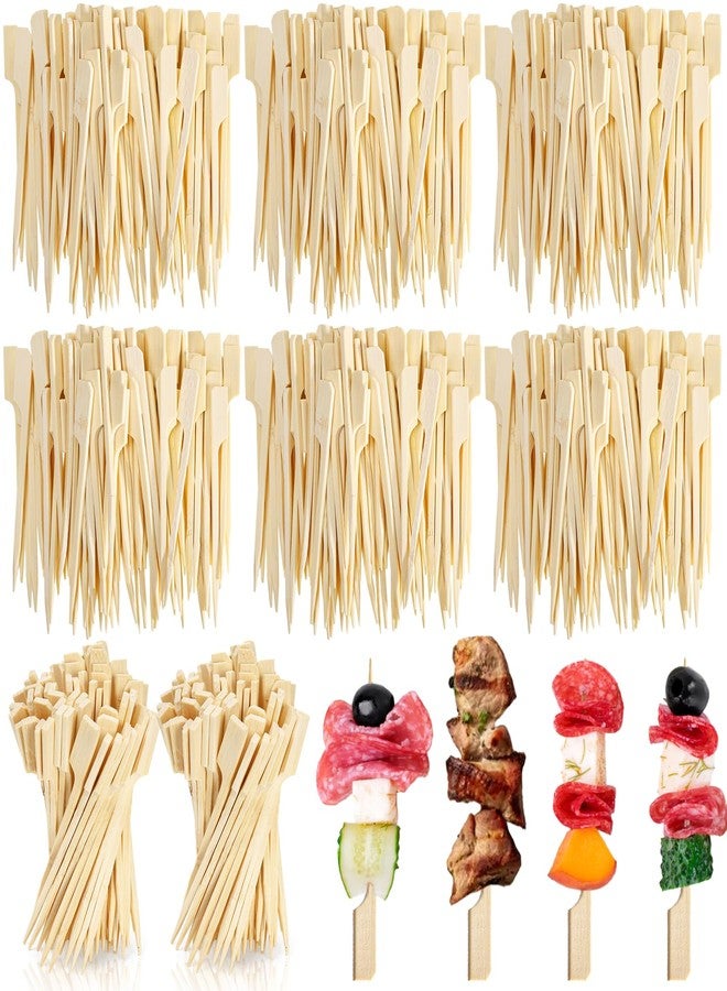Acshio 2000 Pieces Bamboo Skewers for Appetizers, 3.5 Inch Bamboo Paddle Wood Picks, Wide Flat Natural Cocktail Picks Fruit, Grilling, Appetizers, Sandwich, Barbecue, Snacks - Image 1